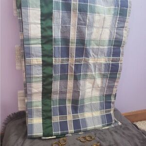 Amish Handmade Plaid Blue and Green Valance 75 x 14